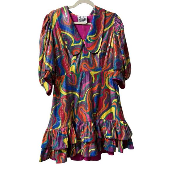 Alden Adair Rainbow Sequin Mini Dress NWT Retails $398 - Picture 3 of 6